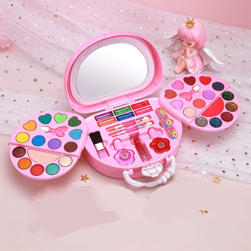 Kids Washable Makeup Toy Set with Portable Pink Handbag