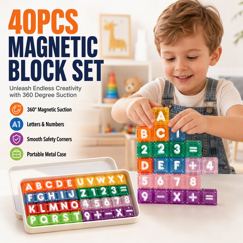 Magnetic alphabet and number cubes for kids