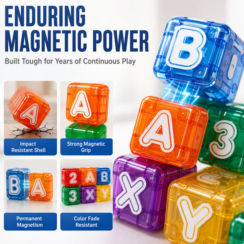 Magnetic alphabet and number cubes for kids