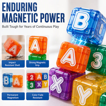 Magnetic alphabet and number cubes for kids