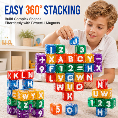Magnetic alphabet and number cubes for kids