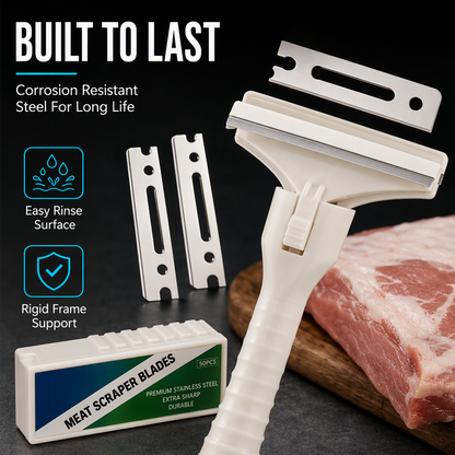 🥩🔥 Stainless Steel Meat Scraper – Easy Fat & Fascia Removal Tool for Beef & Pork 🔪✨