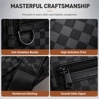 PU Leather Square Crossbody Bag for Men