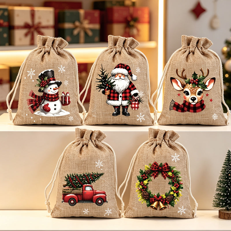 Christmas Drawstring Gift Bags