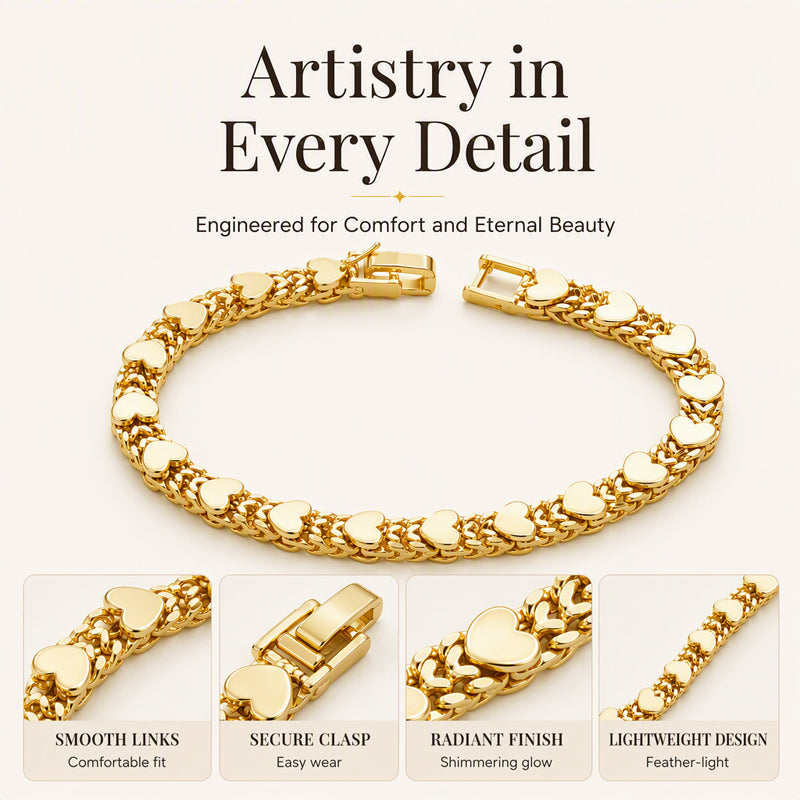 Women's Elegant Heart Link Bracelet