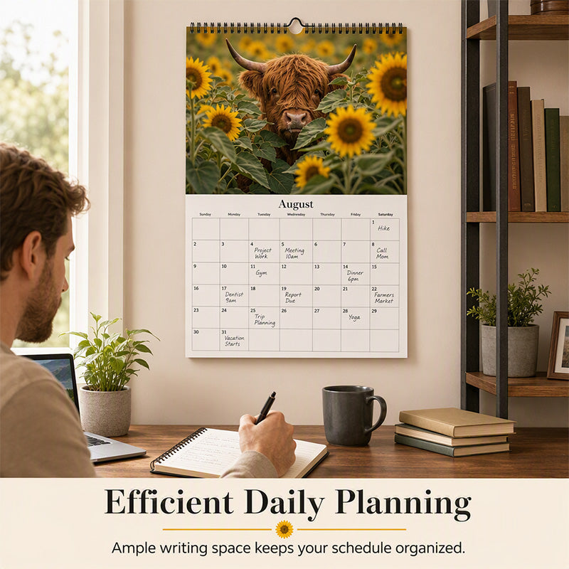 2027 Highland Cow Wall Calendar
