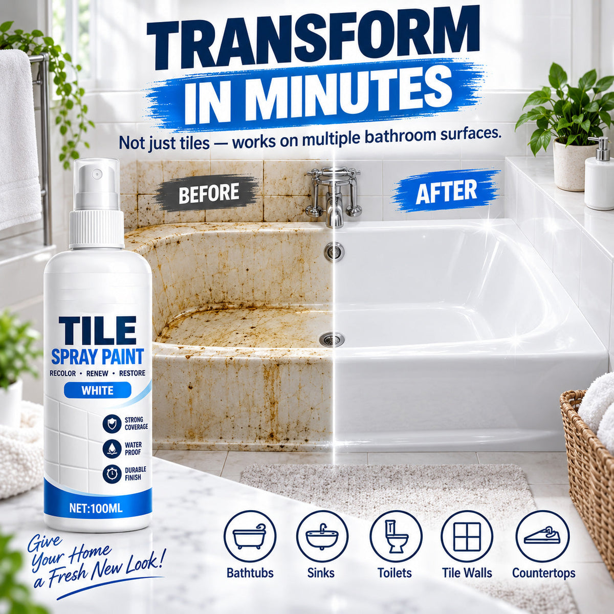 🎨 Tile Renewal Spray Paint, 100ml 3 Colors