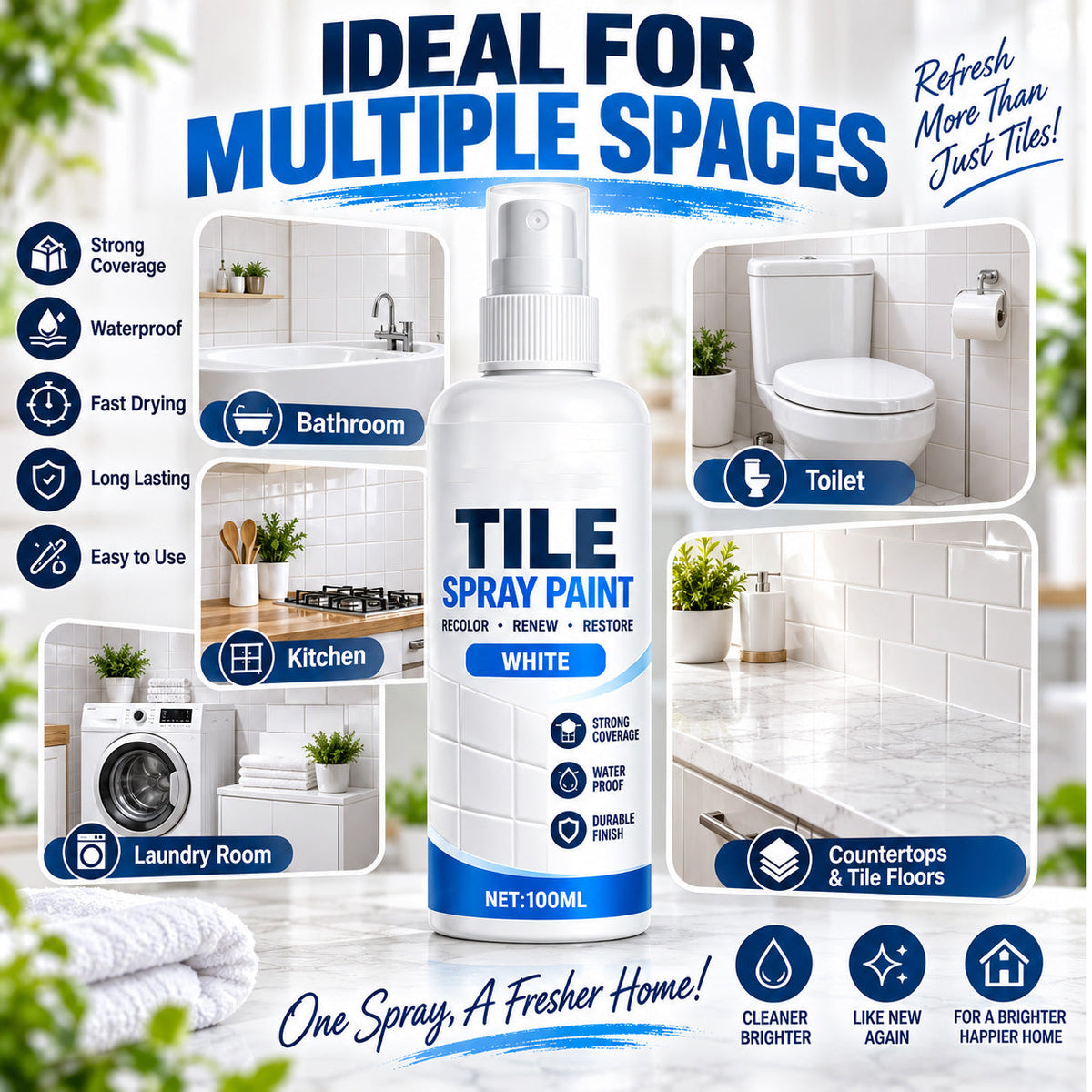 🎨 Tile Renewal Spray Paint, 100ml 3 Colors