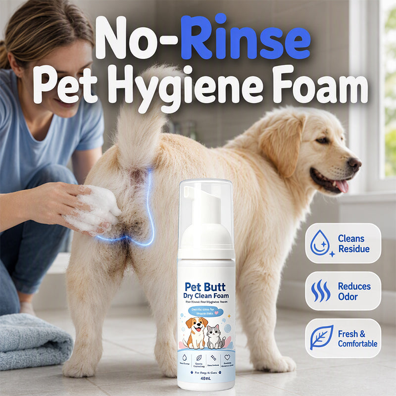🔥No-Rinse Pet Butt Dry Clean Foam for Dogs & Cats