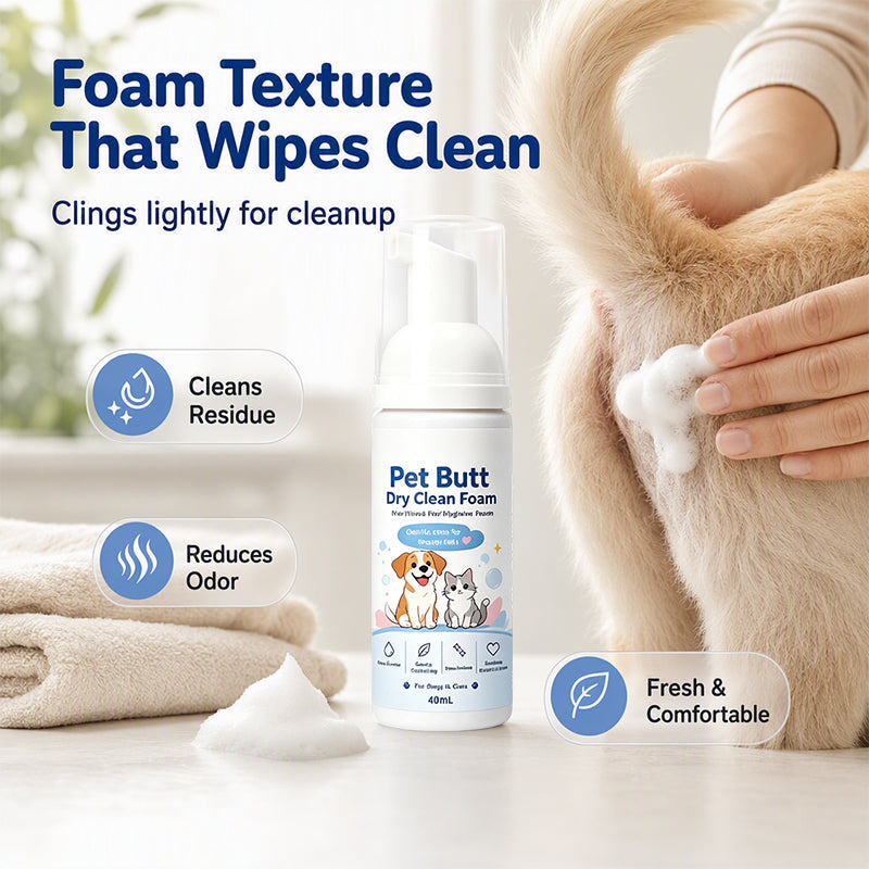 🔥No-Rinse Pet Butt Dry Clean Foam for Dogs & Cats