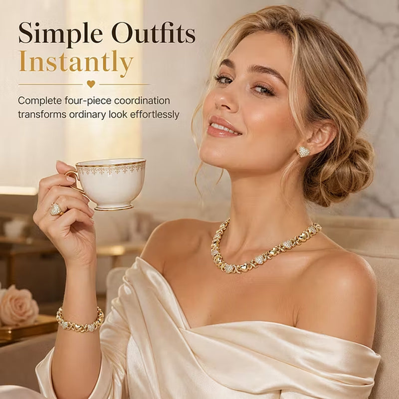Classic Heart Shape Jewelry 4-Piece Set📿💍💖