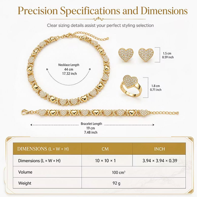Classic Heart Shape Jewelry 4-Piece Set📿💍💖