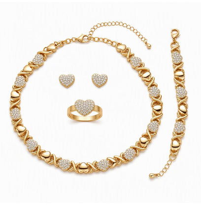 Classic Heart Shape Jewelry 4-Piece Set📿💍💖