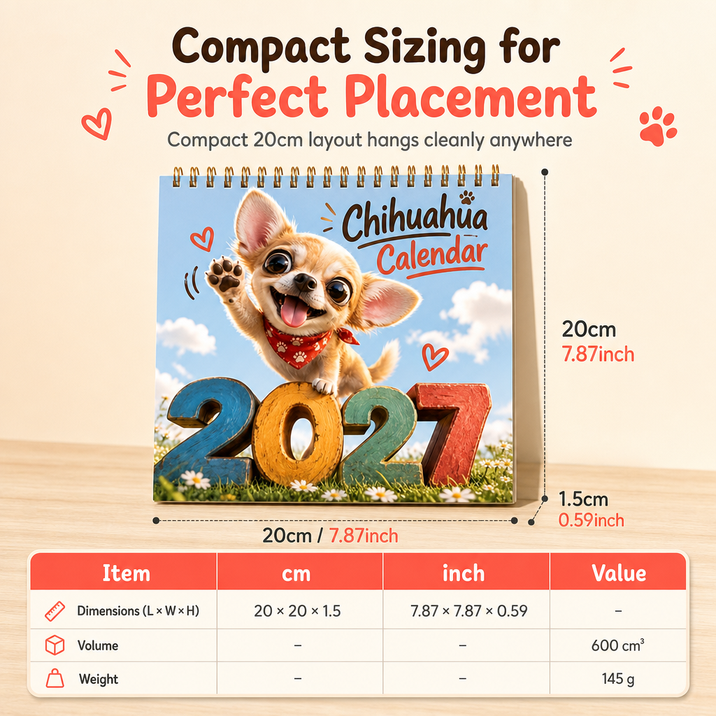 Chihuahua 12-Month Calendar – Cute & Decorative