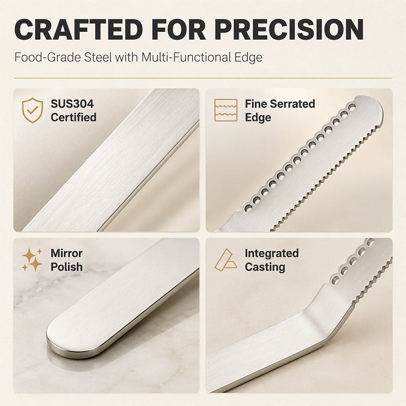 Professional 3-in-1 butter and spreading knife made of 304 stainless steel