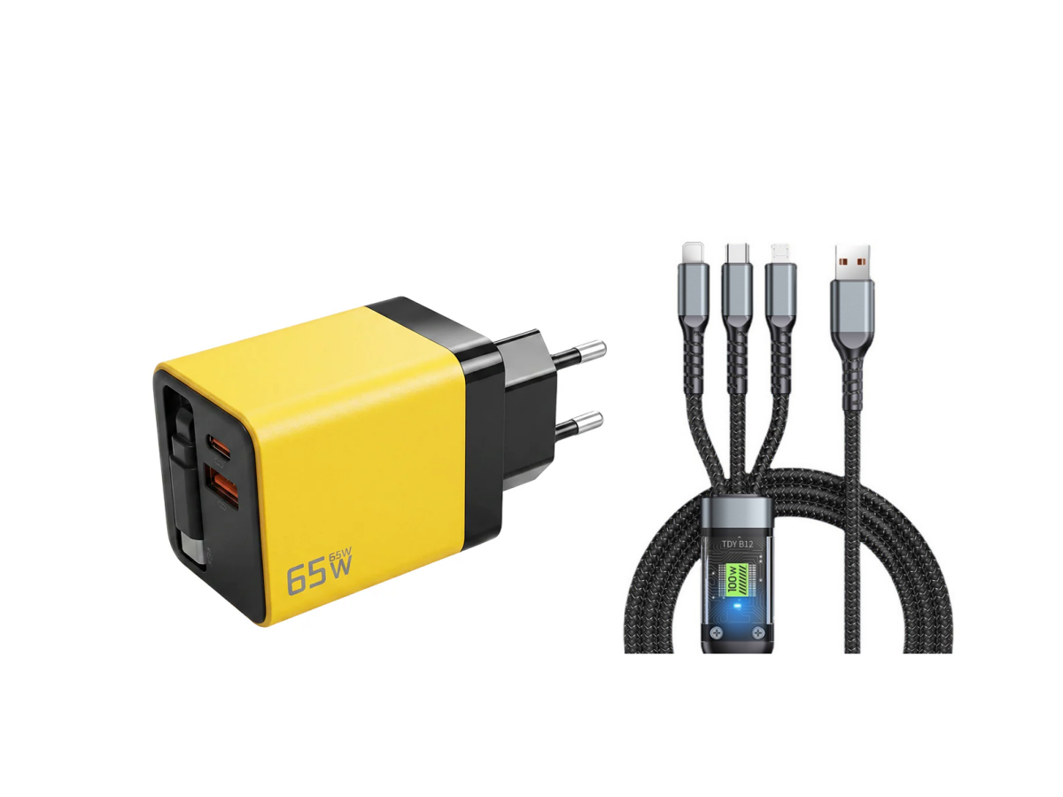 ⌛Only 1 Day Left Of This Offer⏳65W Fast Charging Phone Charger Block with Retractable 80cm Type-C Cable